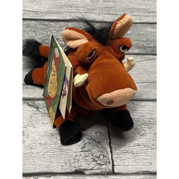 VTG The Disney Store Sound Pumbaa The Lion King Bean Bag Stuffed Plush Toy W/Tag - Picture 1 of 6